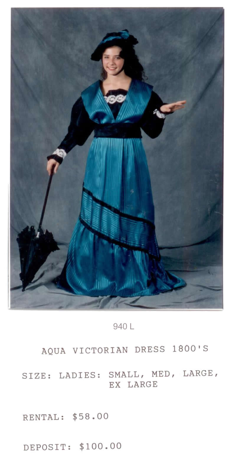 1800s VICTORIAN DRESS - AQUA